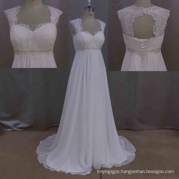 Simple Silk Lace Illusion Neckline Lace Court Train Wedding Bridal